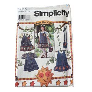 Simplicity 7015 Sewing Pattern Sizes 3-6 Childs Jumper Dress Blouse Purse UNCUT